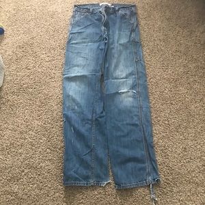 Mens Levi’s distressed denim jeans carpenter loose straight 34” x 38” tall